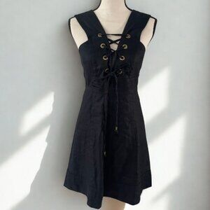J.Crew NWT 100% Linen Lace-Up Corset Mini Dress - Size 2 - Black - New With Tags